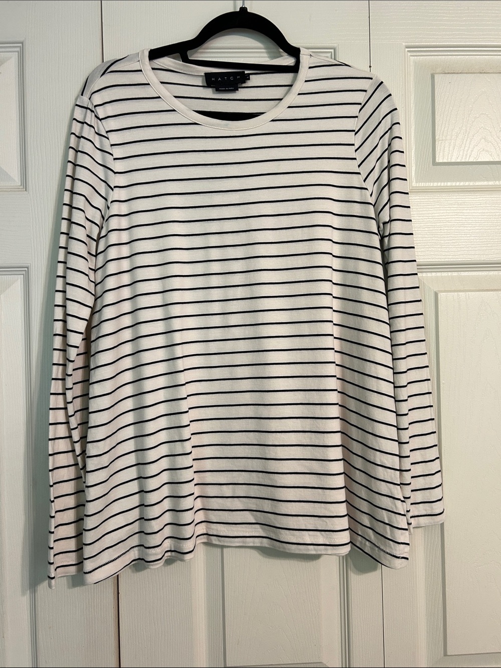 Hatch Size 1 Small Black White Striped Long Sleeve Top Nursing Postpartum
